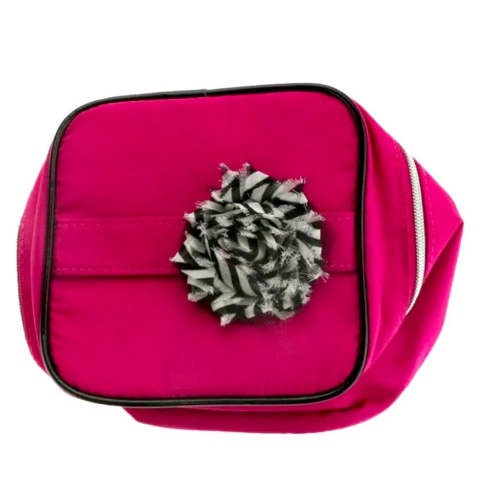 New Lancôme Makeup bag pink with black & white flower